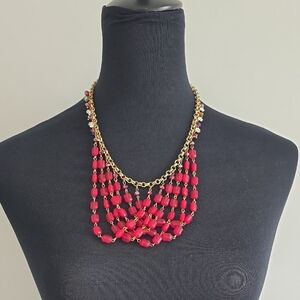 Vintage Bib Multi-Strand Acrylic Beads Statement Necklace